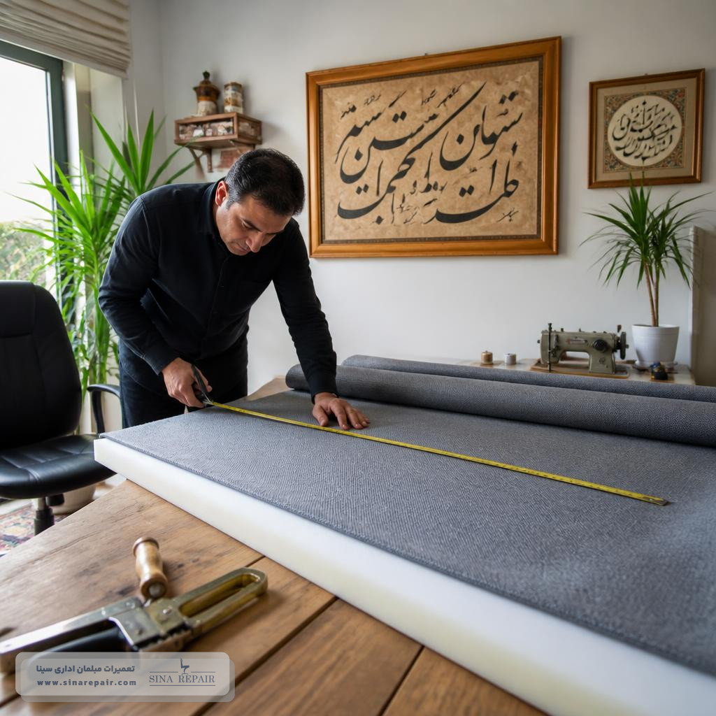 برش پارچه روکش صندلی اداری